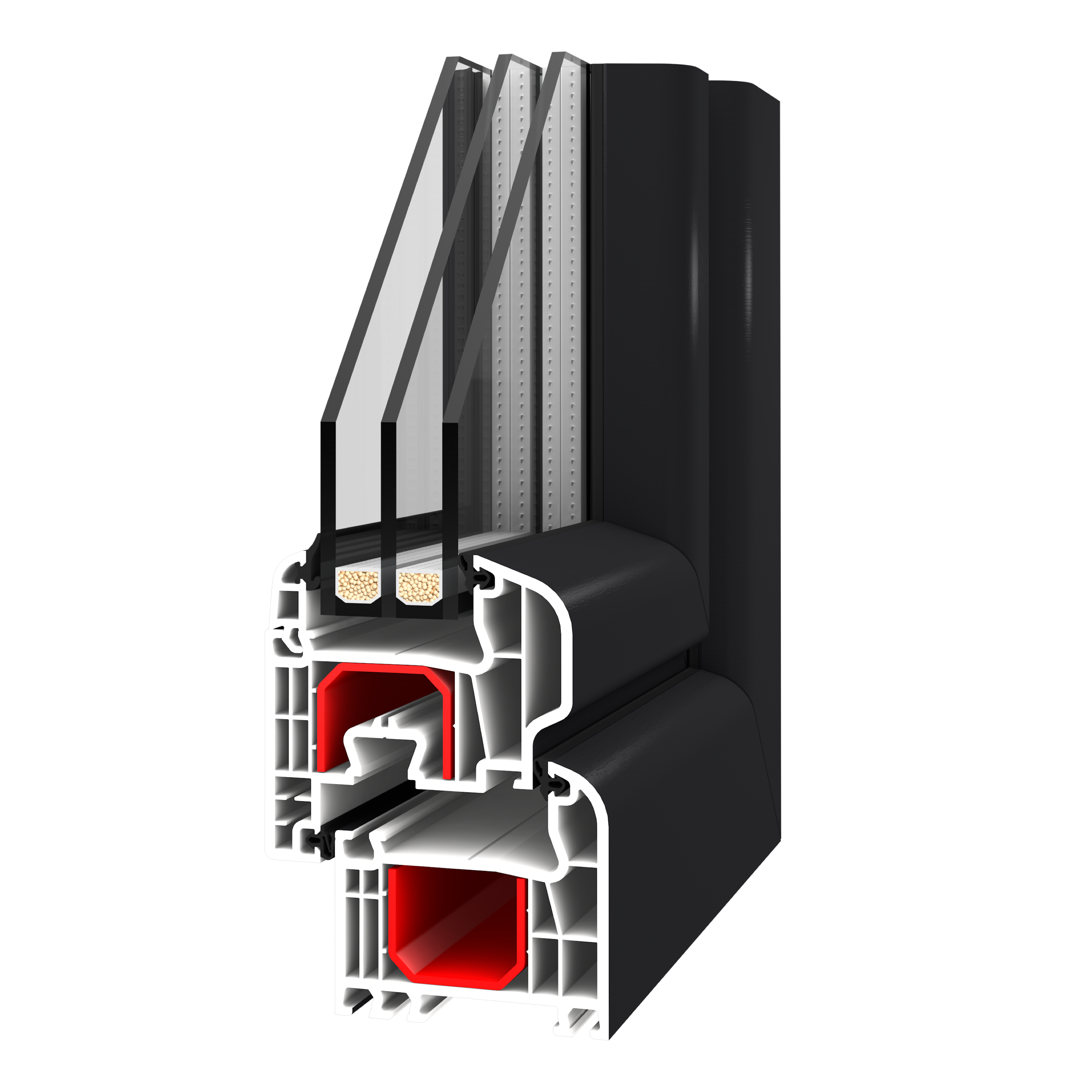 Verglasung Anthrazit Gładki